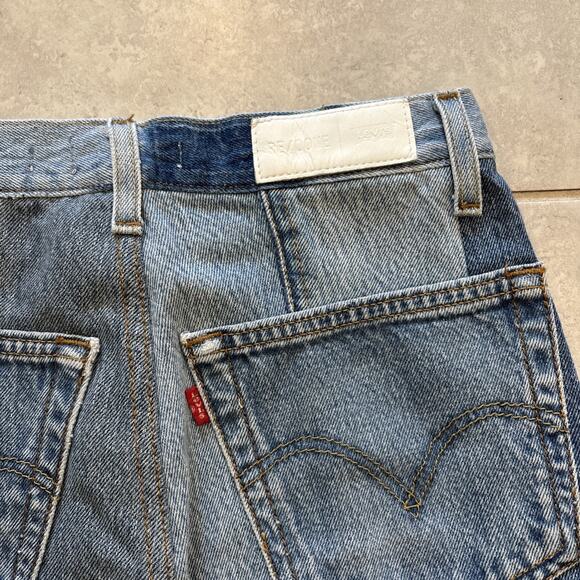 Levis Re/Done Button Fly Jeans Women’s Sz 24 Relaxed Blue Patchwork Indigo 27” - Picture 13 of 13